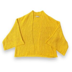 Anthropologie Yellow Woven Open Cardigan Sweater